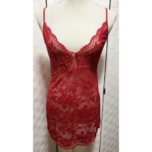 Victoria’s Secret Intimate Sleepwear Red Nightie Women’s Small Lace Front Sexy